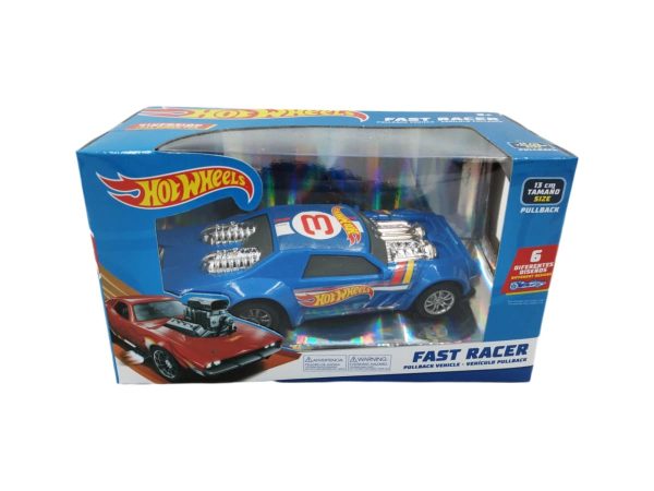 VEHICULOS PULLBACK HOT WHEELS FAST RACER 13CM AZUL - Imagen 2
