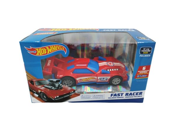 VEHICULOS PULLBACK HOT WHEELS FAST RACER 13CM ROJO - Imagen 2