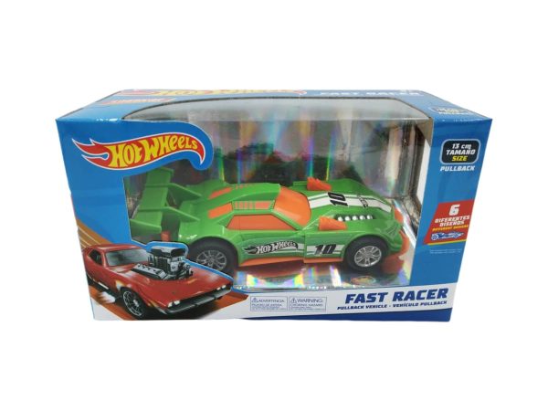 VEHICULOS PULLBACK HOT WHEELS FAST RACER 13CM VERDE - Imagen 2