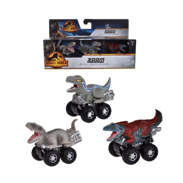 PACK 3 DINOSAURIOS VEHICULO PULLBACK JURASSIC WORLD DOMINION PACK BLUE