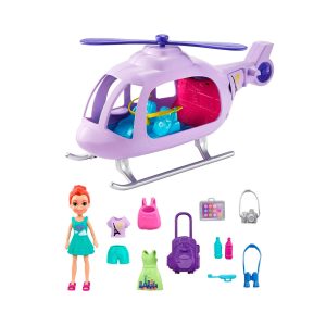 MUÑECA POLLY POCKET PARQUE HELICOPTERO DE VIAJES